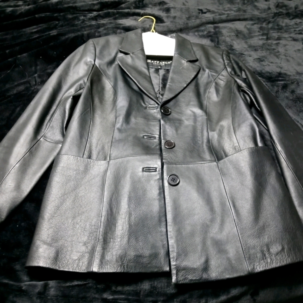 Black leather sports coat